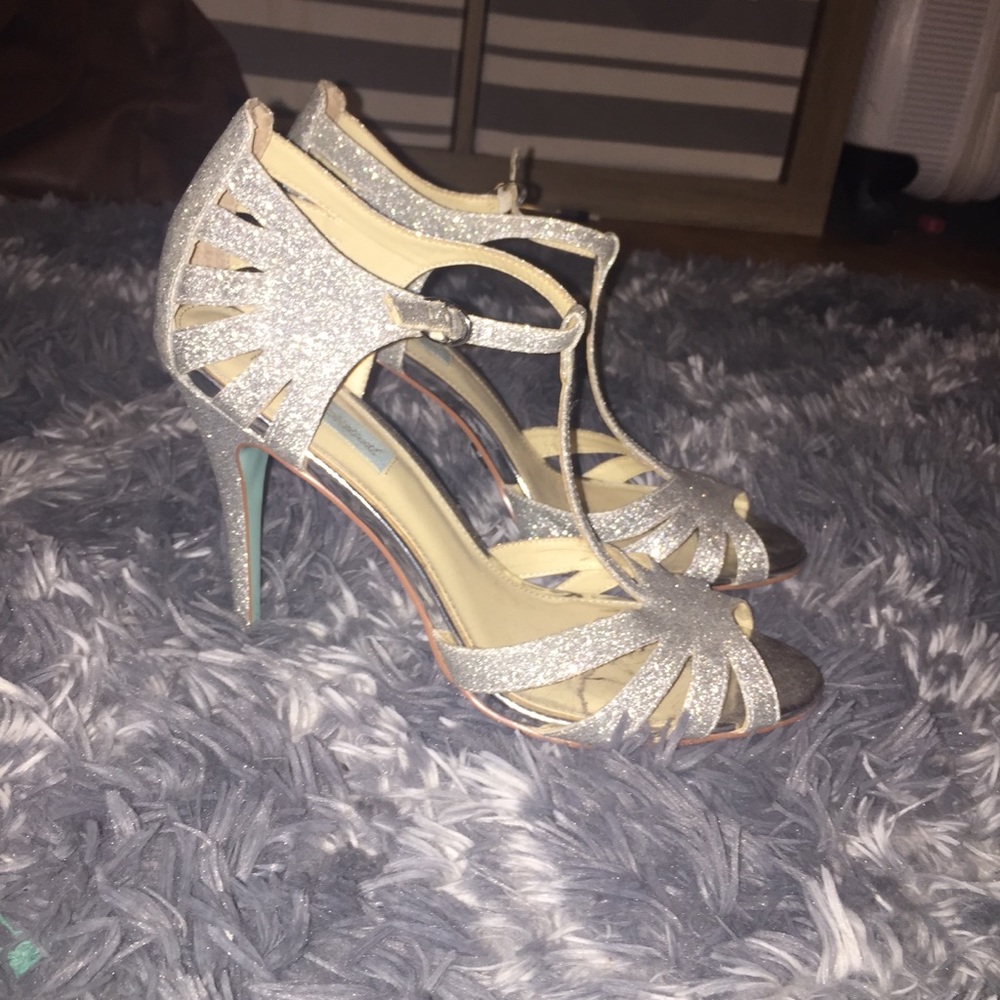 Betsey Johnson Silver Glitter Heels